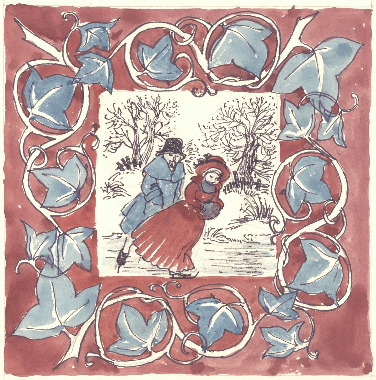 Julskridskoåkare, c1970. av Shirley Markham