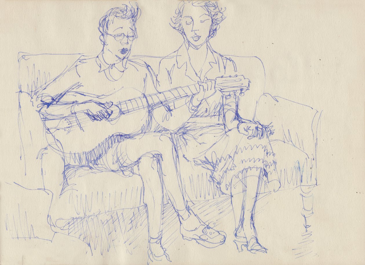Par med en gitarr, c1950. av Shirley Markham