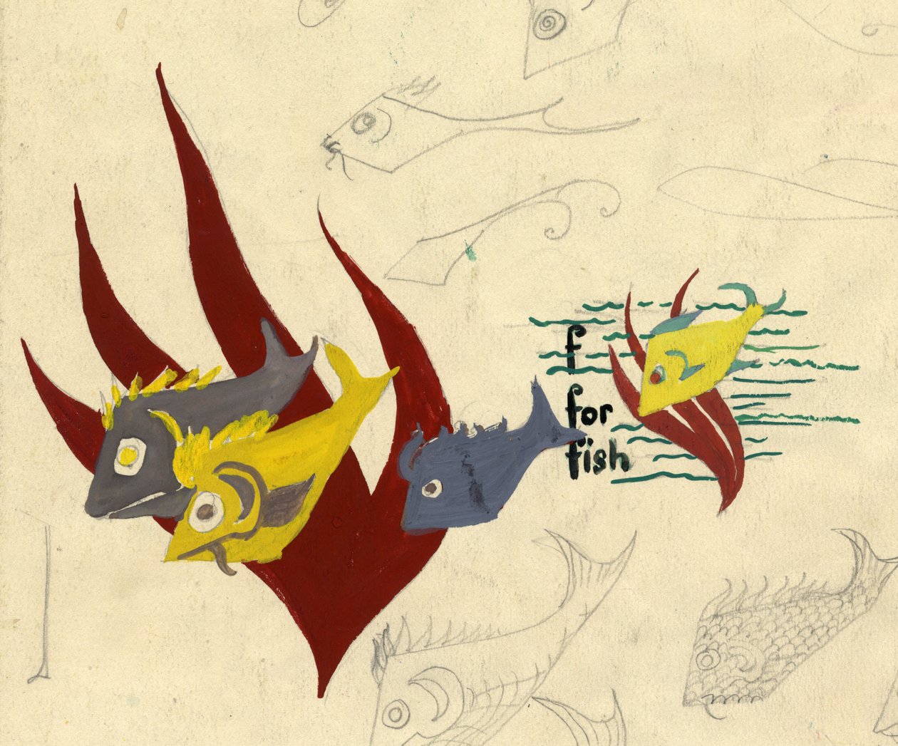 Fiskillustration, c1950. av Shirley Markham