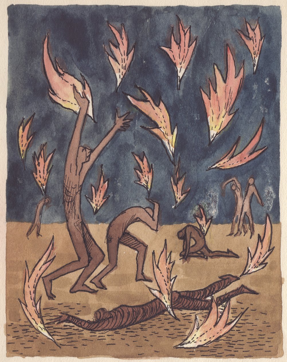 Lågor som regnar ner, 1951. av Shirley Markham