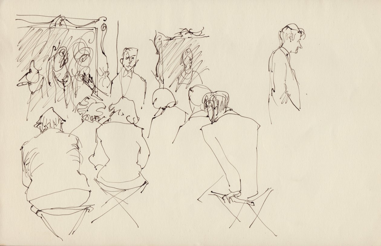 Föreläsning i ett konstgalleri, c1950. av Shirley Markham
