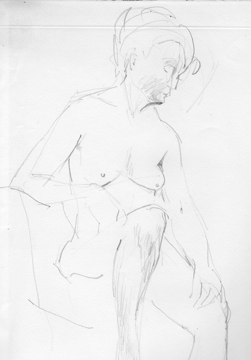 Naken kvinna sitter, c1950. av Shirley Markham