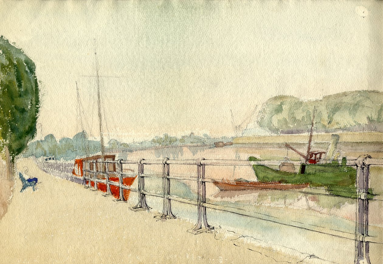 Riverside Walk, c1950. av Shirley Markham