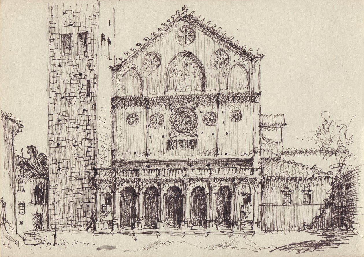 Romansk kyrka, Italien, c1950. av Shirley Markham
