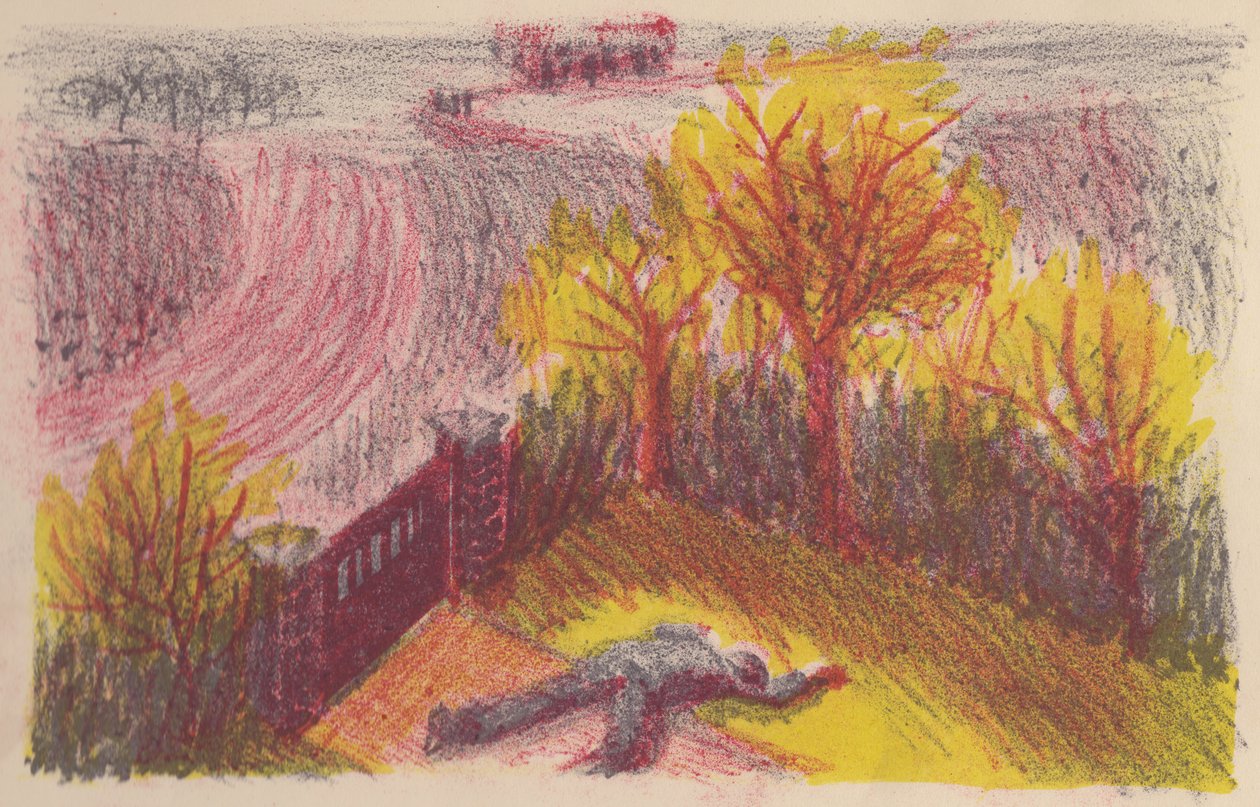 Scen från The Invisible Man: body in a garden, 1953. av Shirley Markham
