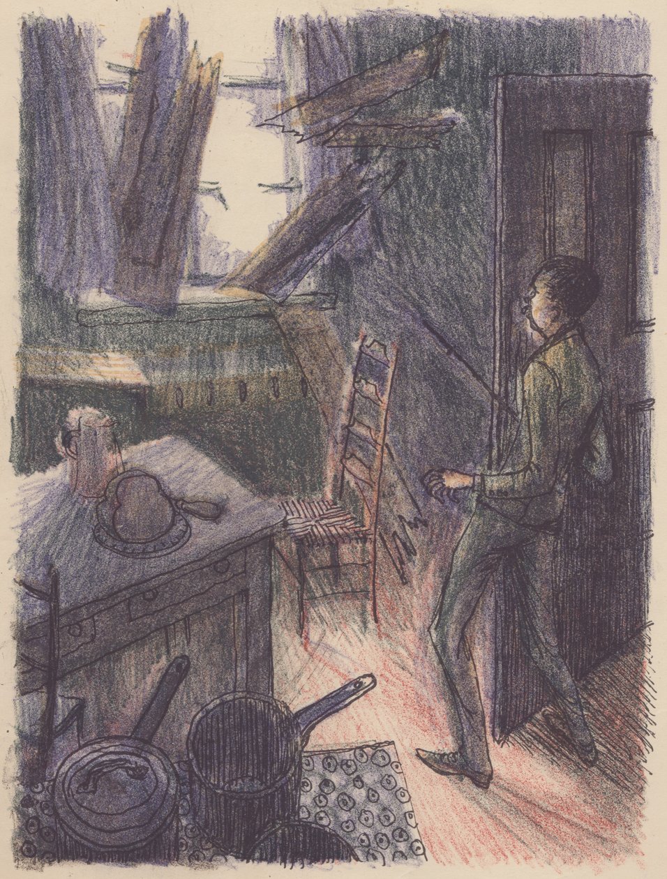 Scen från The Invisible Man: breaking window, 1953. av Shirley Markham