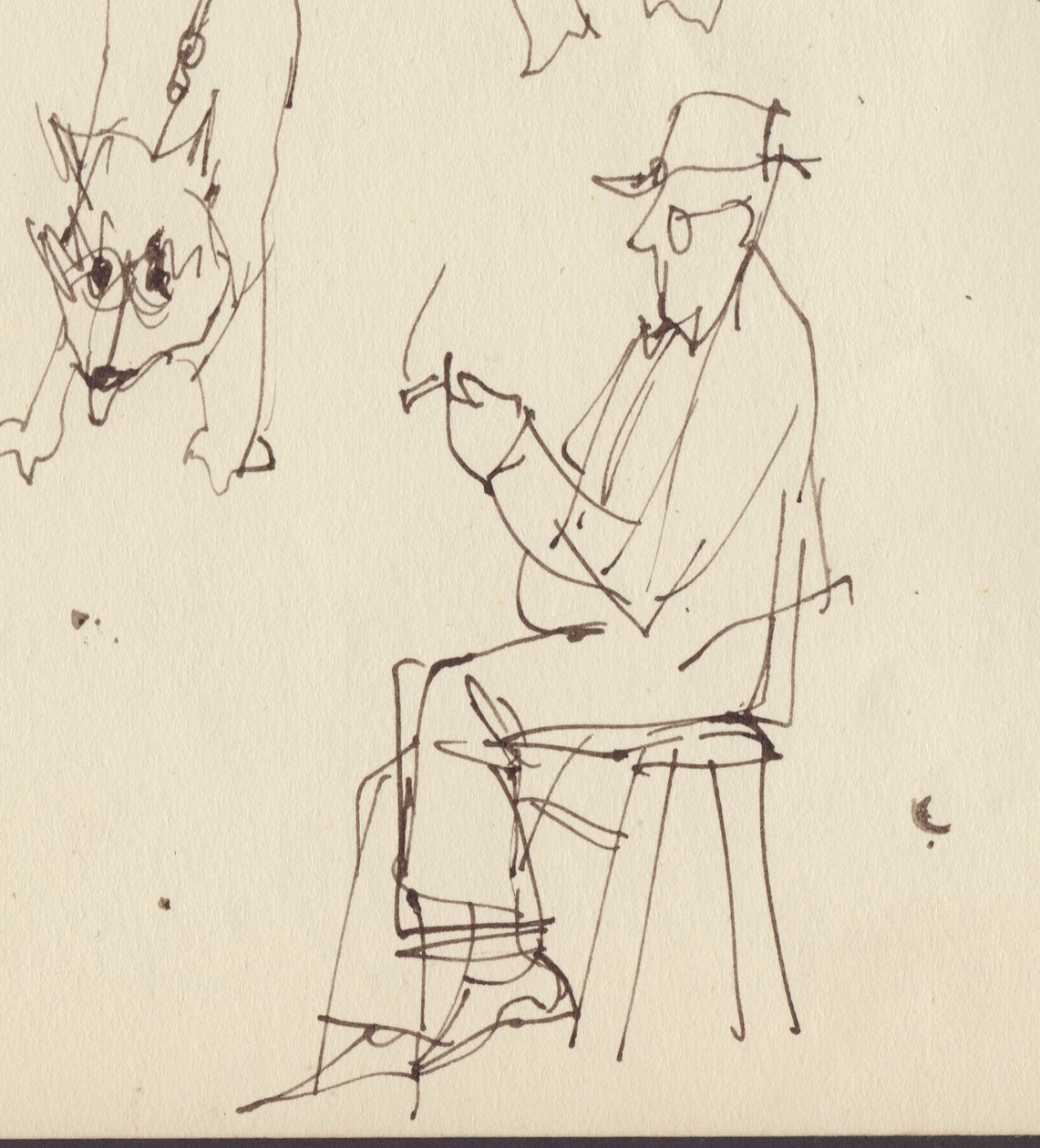 Sittande man och hund studier, c1950. av Shirley Markham