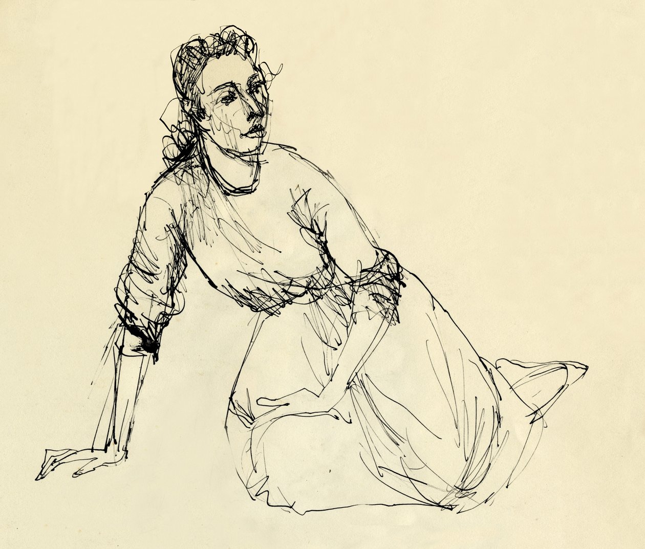 Sittande kvinna, c1950. av Shirley Markham
