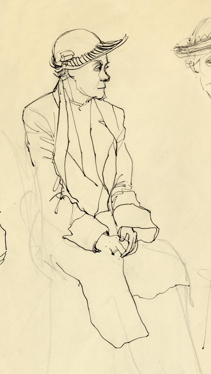 Sittande kvinna i hatt, 1953. av Shirley Markham