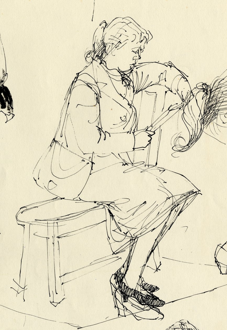 Sittande kvinna läser, 1953. av Shirley Markham