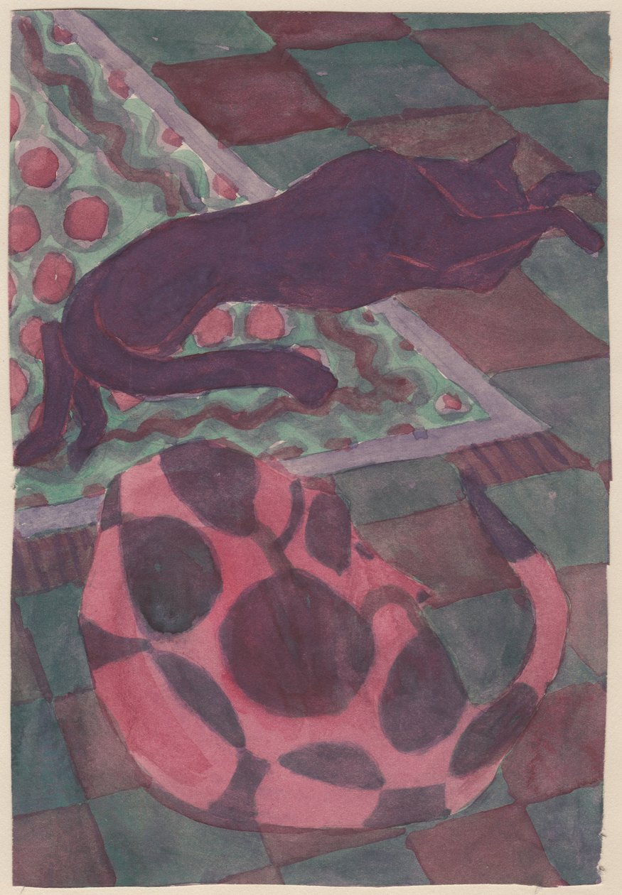 Sovande hund och katt, c1951. av Shirley Markham