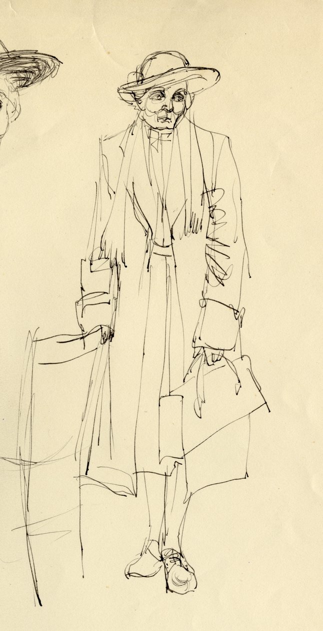 Stående kvinna i hatt, 1953. av Shirley Markham