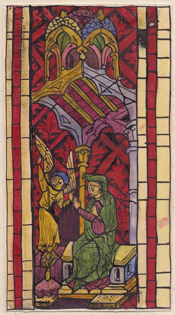 The Annunciation to St Anne, sektion av målat glasfönster, 1951. av Shirley Markham