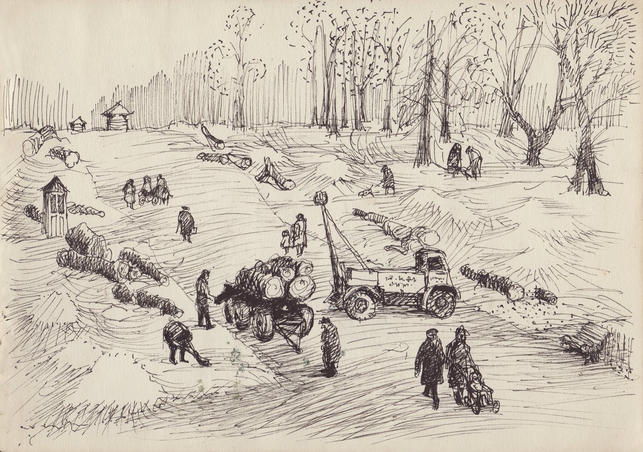 Trädfällning, c1950. av Shirley Markham