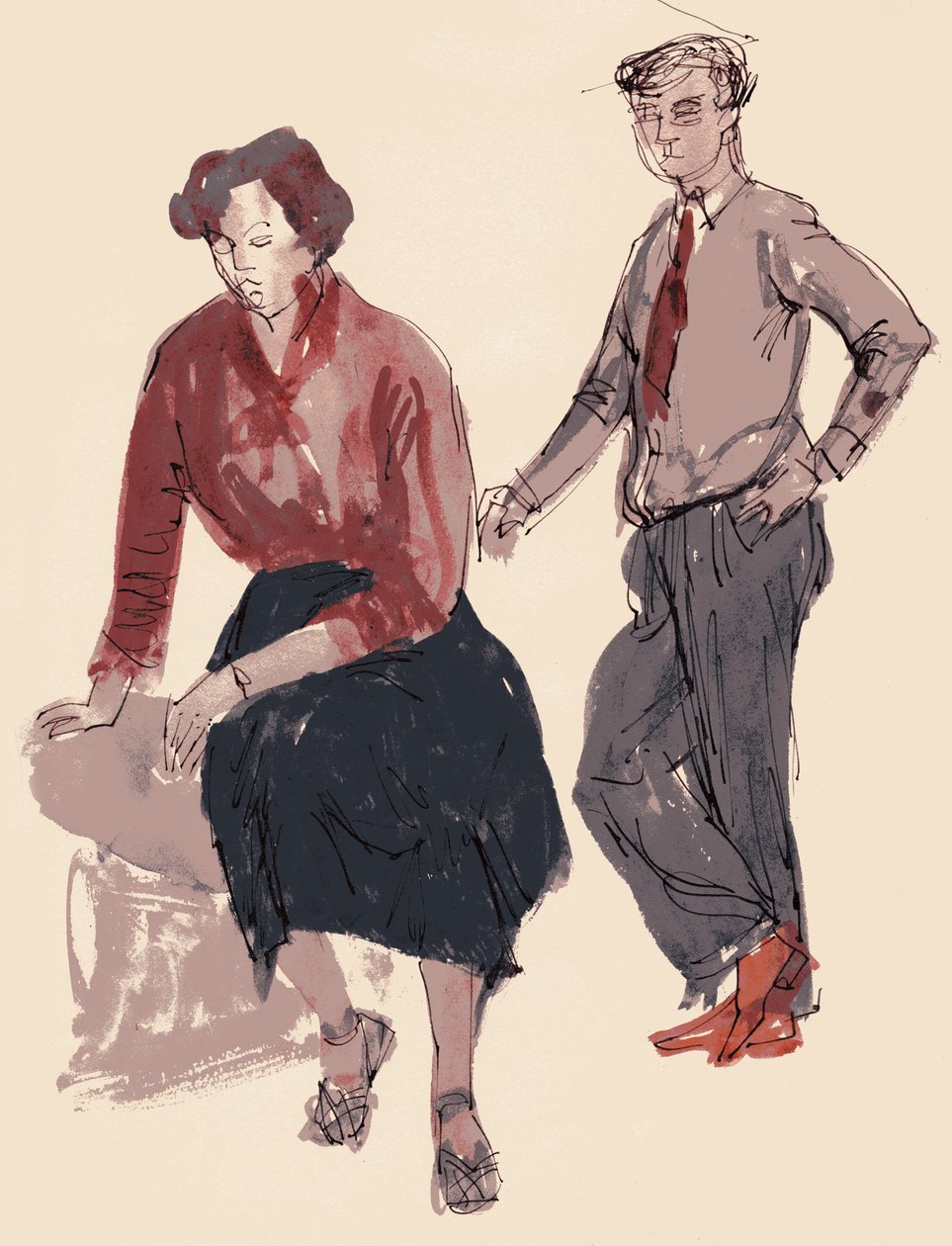 Två figurer, 1953. av Shirley Markham