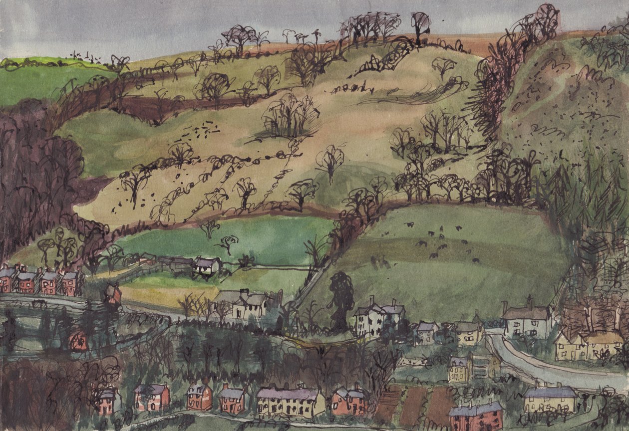 By och åkrar, c1950. av Shirley Markham