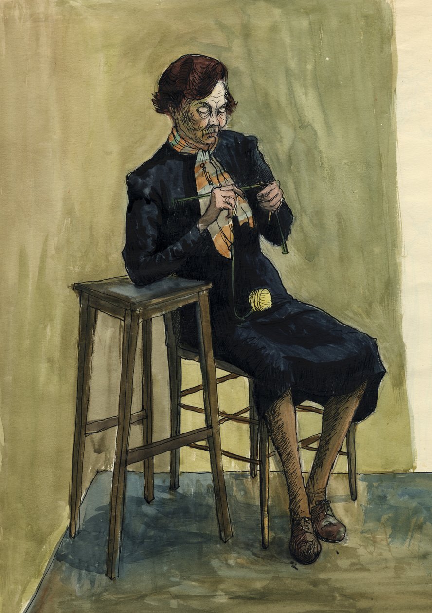 Kvinnastickning, c1950. av Shirley Markham
