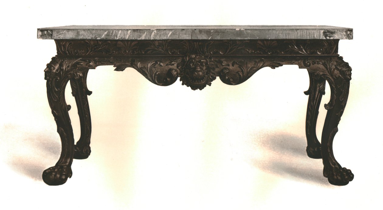 Bord av betsat trä med skiva Scagliola, 1906 av Shirley Charles Llewellyn Slocombe