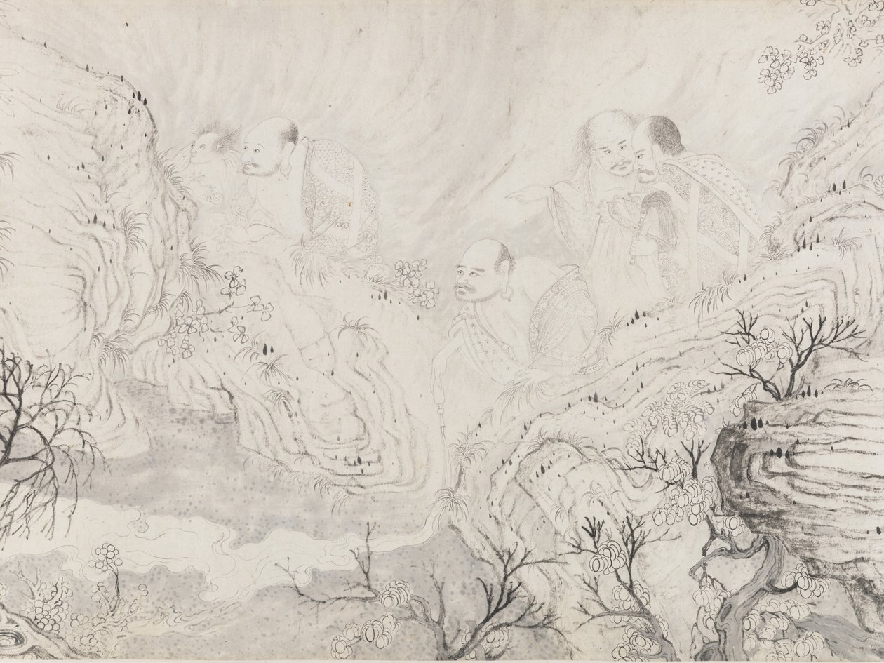 The Sexteen Luohans, daterad 1667. av Shitao