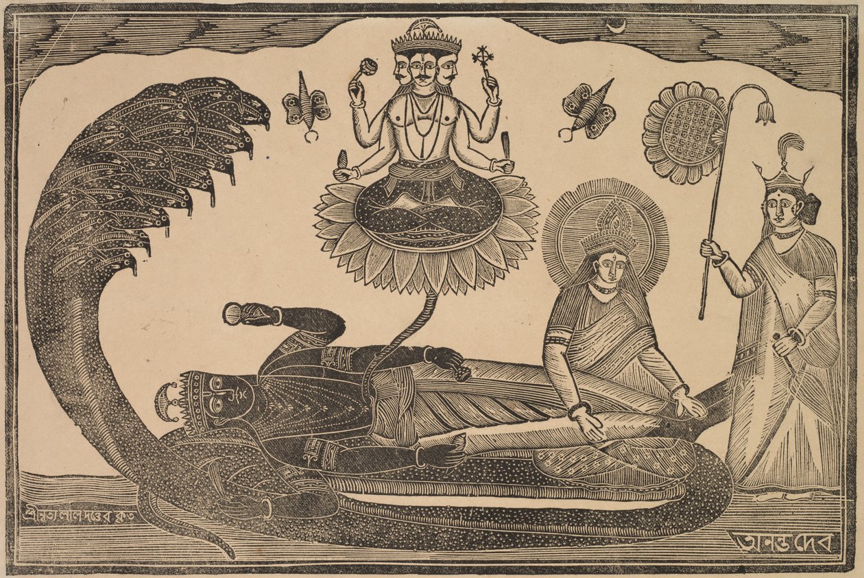 Anantasayan (Vishnu liggande på ormen Ananta) av Shri Gobinda Chandra Roy