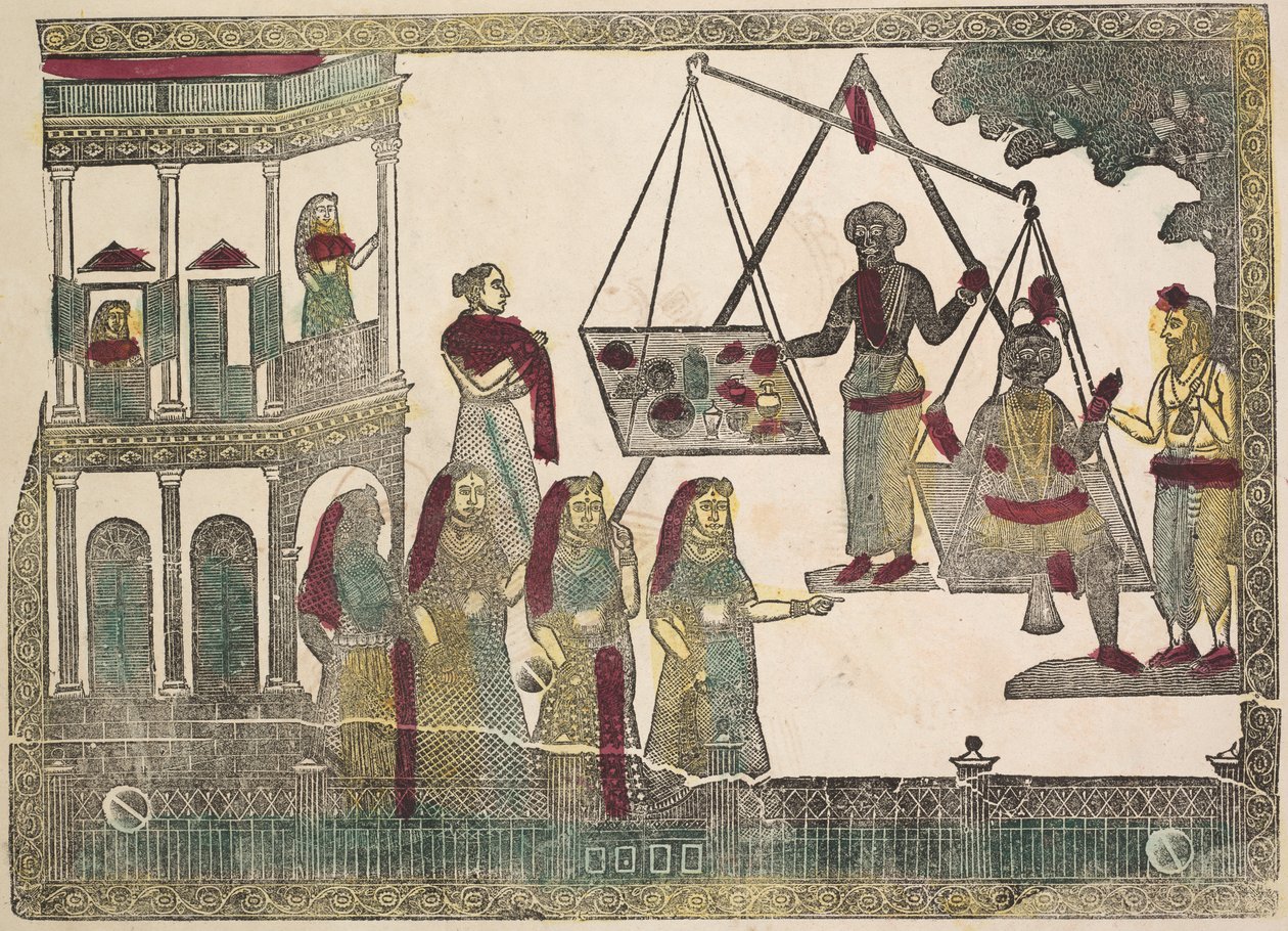 Krishna viktad mot dyrbara föremål (?) (verso) av Shri Gobinda Chandra Roy