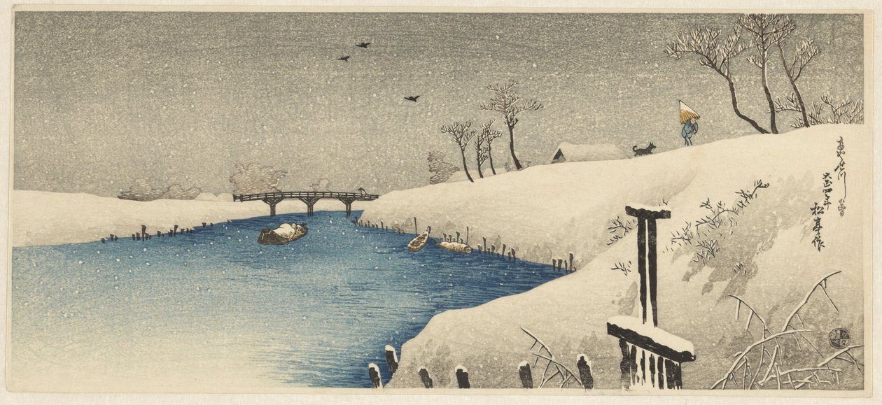 Snö på Ayase -floden av Shōtei Takahashi