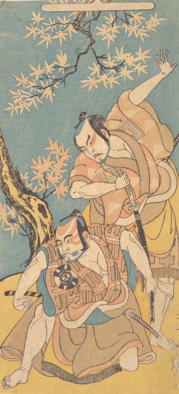 Scen ur dramat Otokoyama Yunzei Kurabe, 12:e månaden, 1768. av Shunsho