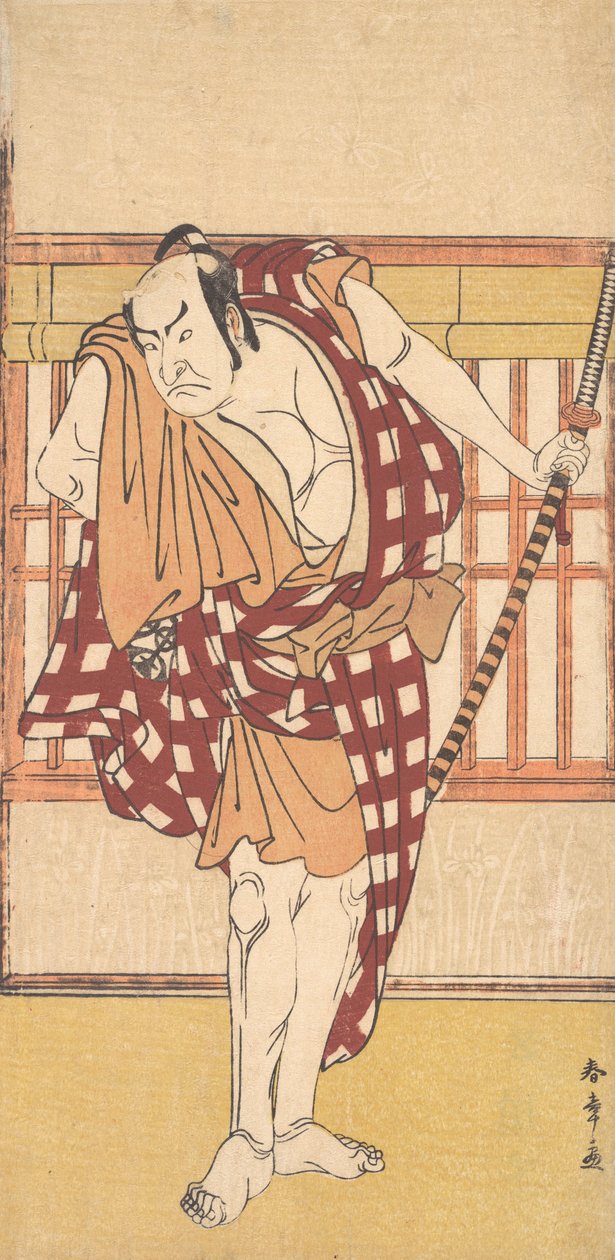 Skådespelaren Nakamura Nakazo som Kyokaku, ca. 1777. av Shunsho