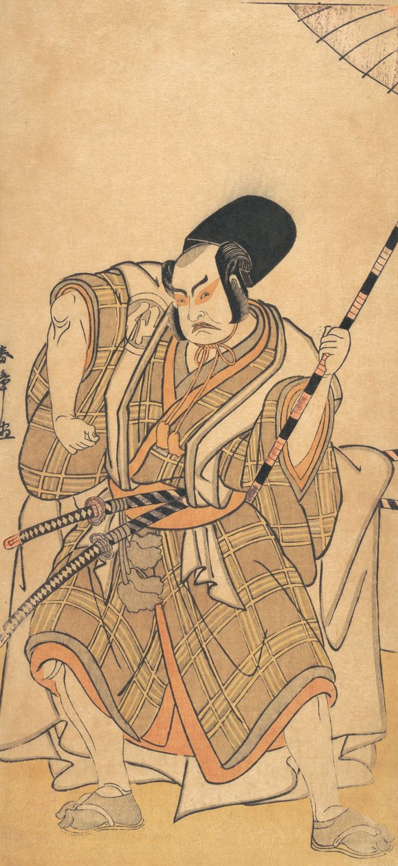 Skådespelaren Nakamura Sukegoro II som en samuraj förklädd till en Shicho eller skötare..., ca. 1778. av Shunsho