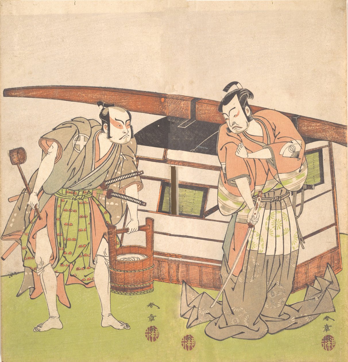 Skådespelaren Otani Hiroji III och skådespelaren Onoe Kikugoro I, ca. 1778. av Shunsho