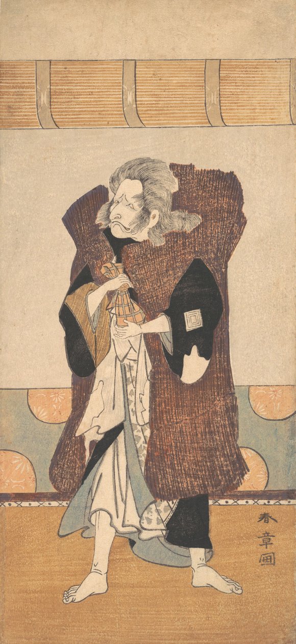 Den femte Ichikawa Danjuro som en gammal man med långt grått hår, ca. 1773. av Shunsho
