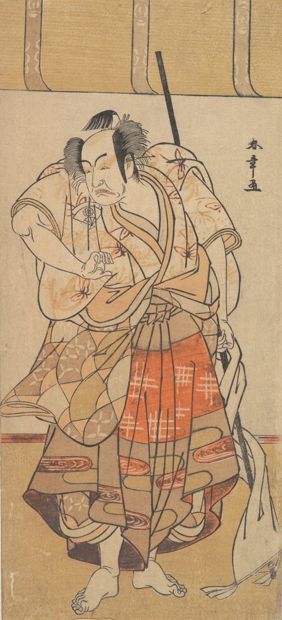 Den första Onoe Kikugoro som arg man, ca. 1772. av Shunsho