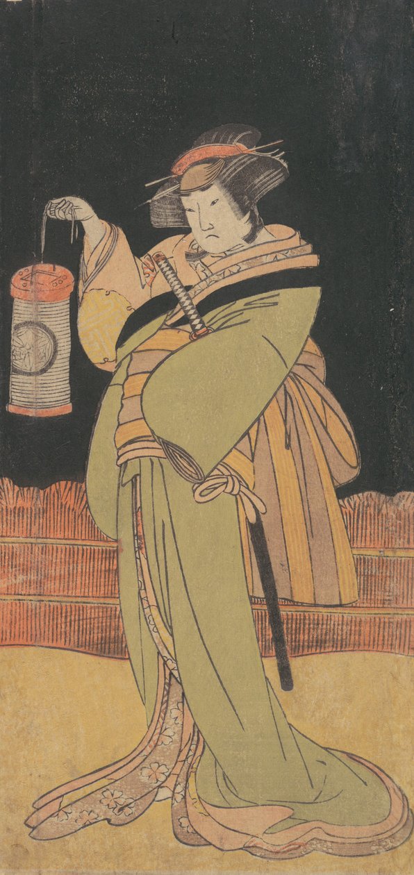 Den andra Yamashita Kinsaku som en kvinna som står på natten, ca. 1779. av Shunsho