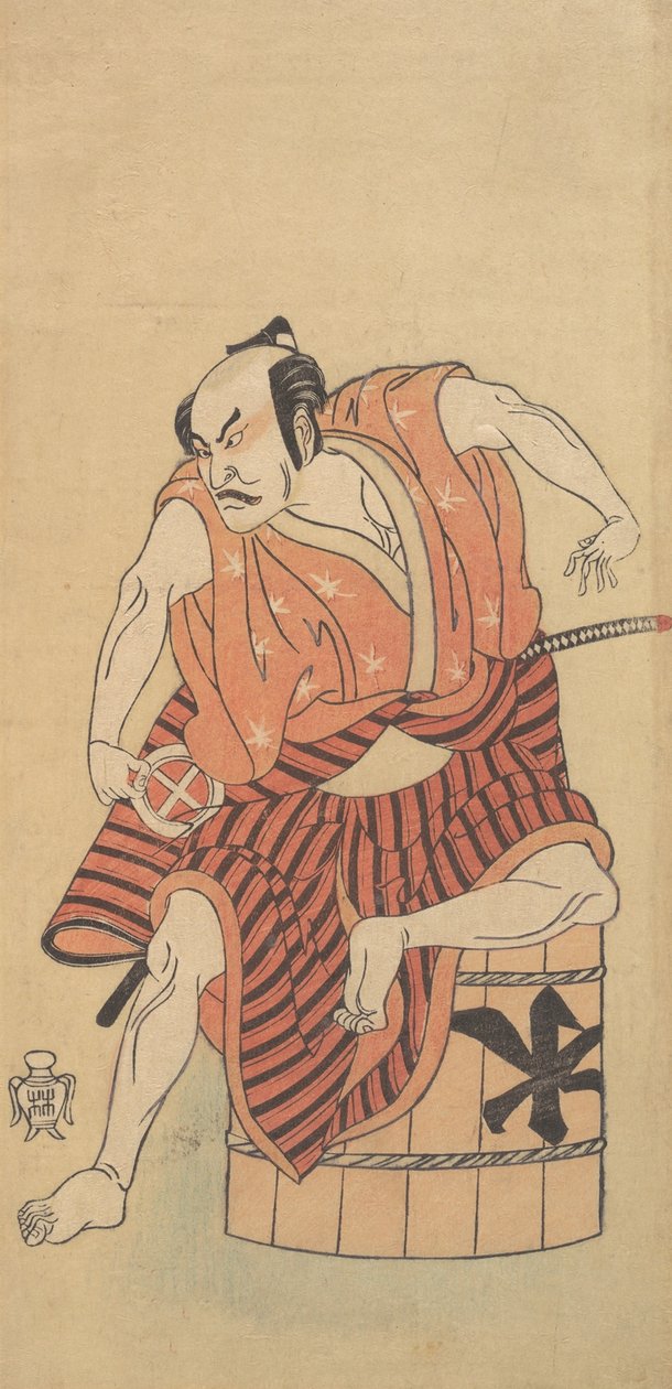 Den tredje Otani Hiroemon som en Otokodate Sittande På ett Inverted Tub, 1768 eller 1769. av Shunsho