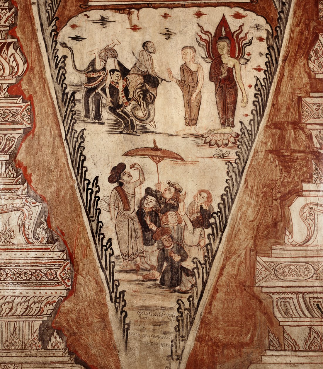 Detalj av en väggmålning - Buddha förvirrar kättarna, 1734 av Siamese School
