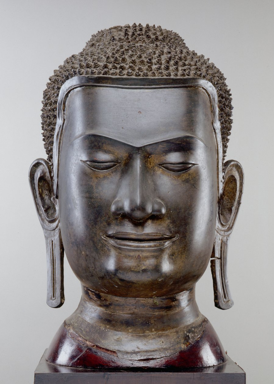 Buddha Head, Ayutthaya-kultur, U Thong-stil (brons) av Siamese School