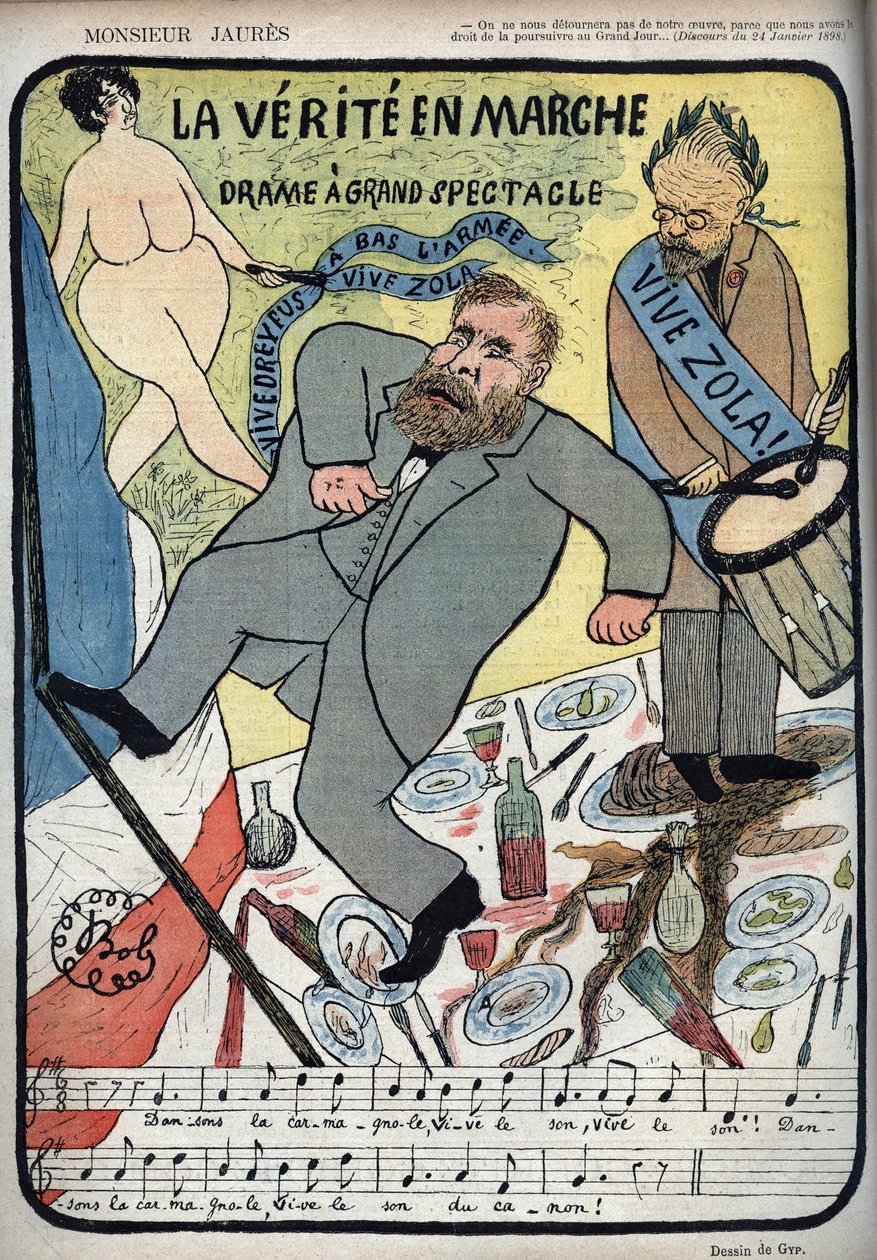Dreyfus-affären - Monsieur Jaures - La Verite en marche, drama ett stort spektakel - livfulla Dreyfus, Vive Zola, en bas l