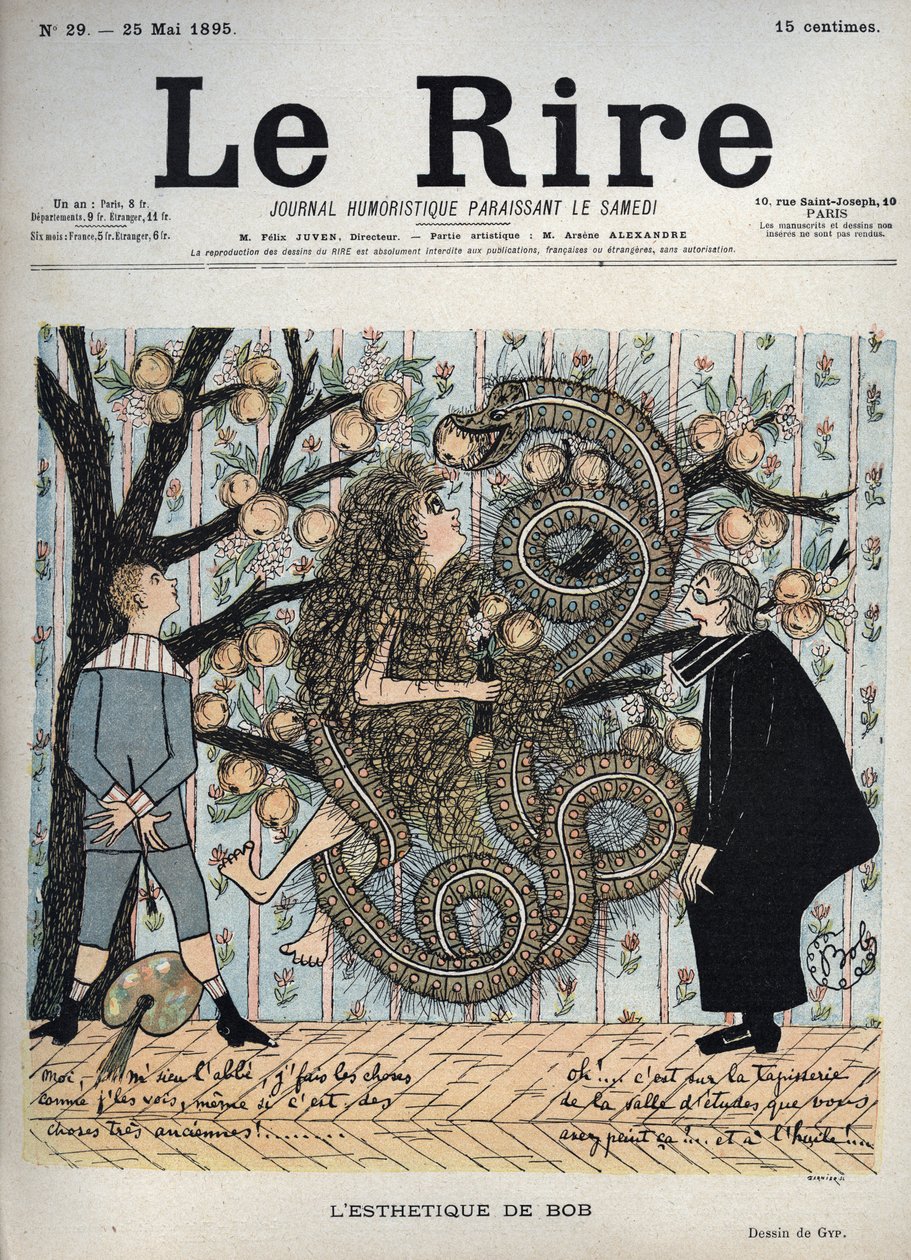 Eve and the Snake: "The Esthetics of Bob"" - Humoristisk teckning av Gyp (Sibylle Gabrielle Marie Antoinette Riquetti de Mirabeau, grevinna av Martel de Janville) (1849-1932) - "The Laughter"", 25 maj av Sibylle Gabrielle de Riquetti de Mirabeau