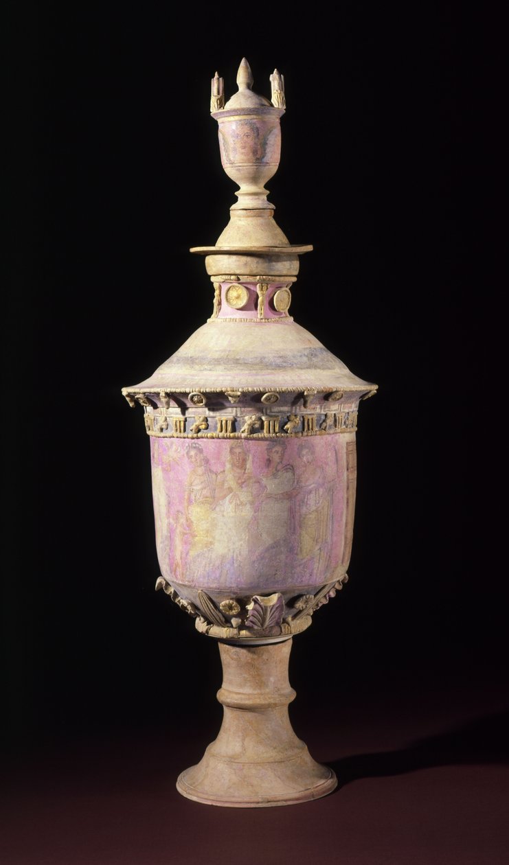Begravningsvas (Lebes Gamikos), c.250-225 f.Kr. (keramik med färg och förgyllning) av Sicilian School