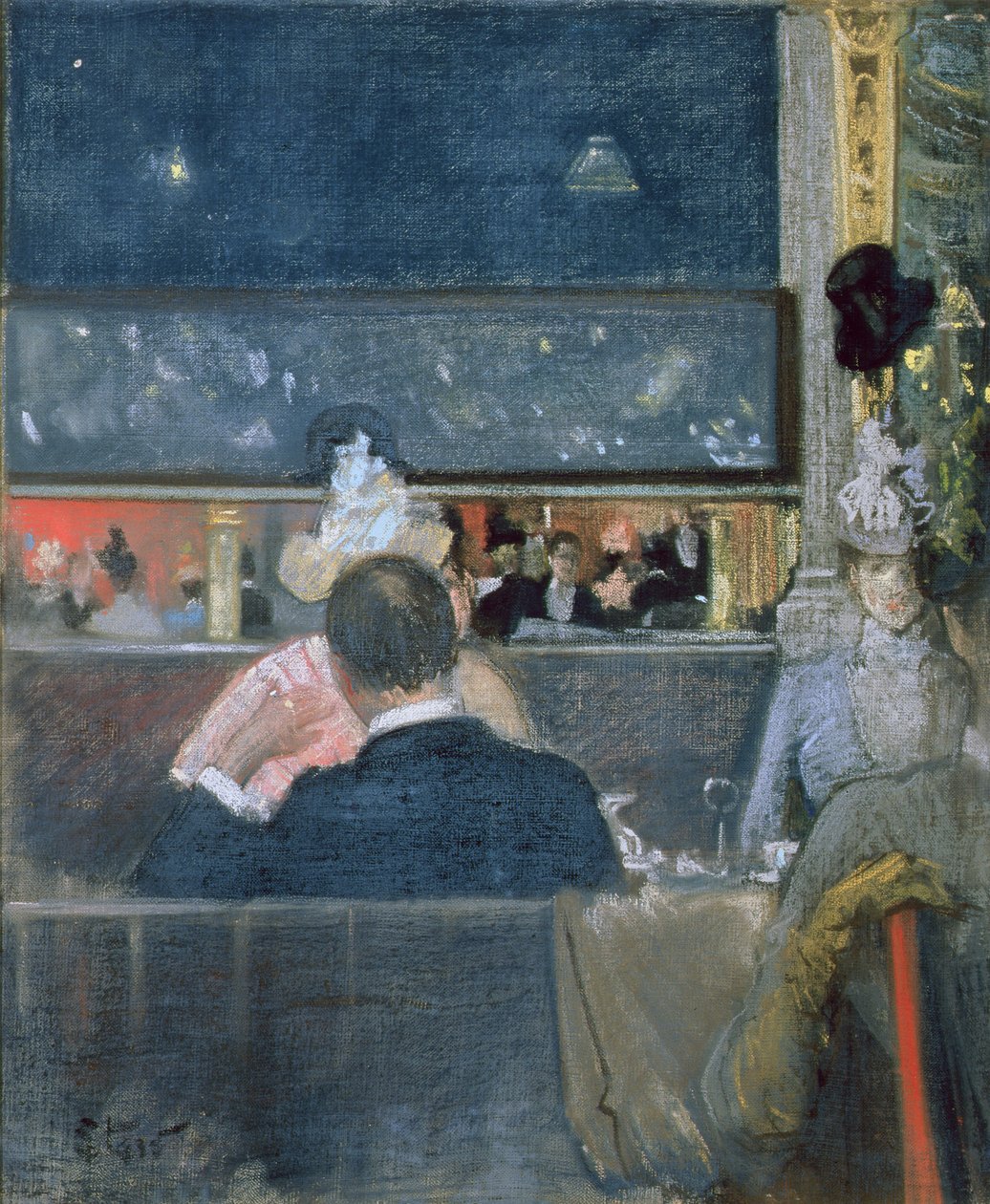 På Cafe Royal, 1888 (pastell på duk) av Sidney Starr