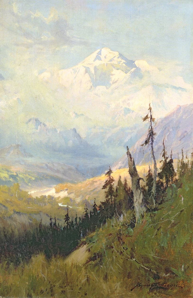 An Autumn Day, Mt. McKinley (olja på duk) av Sidney Laurence