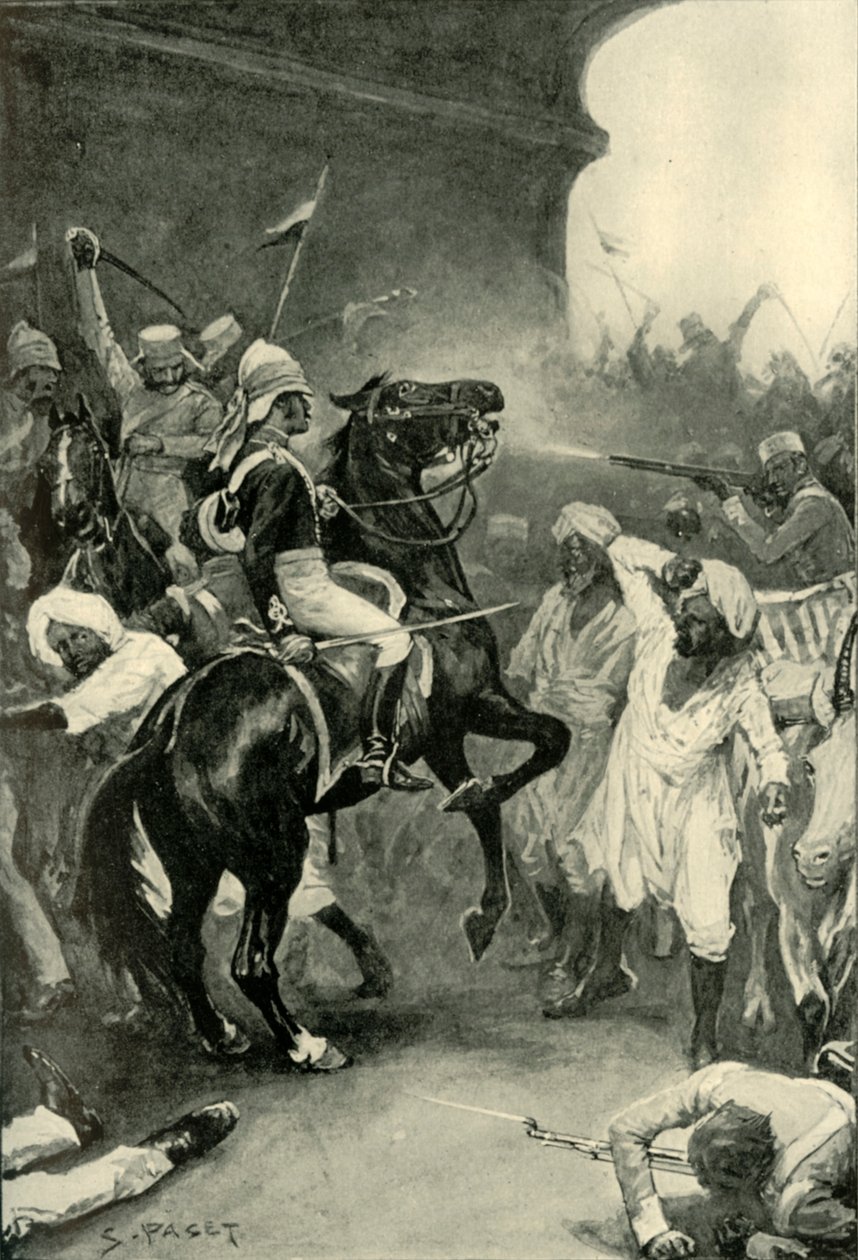 Roberts har sin laddare skjuten genom huvudet på Bulandshair, 1901. av Sidney Paget