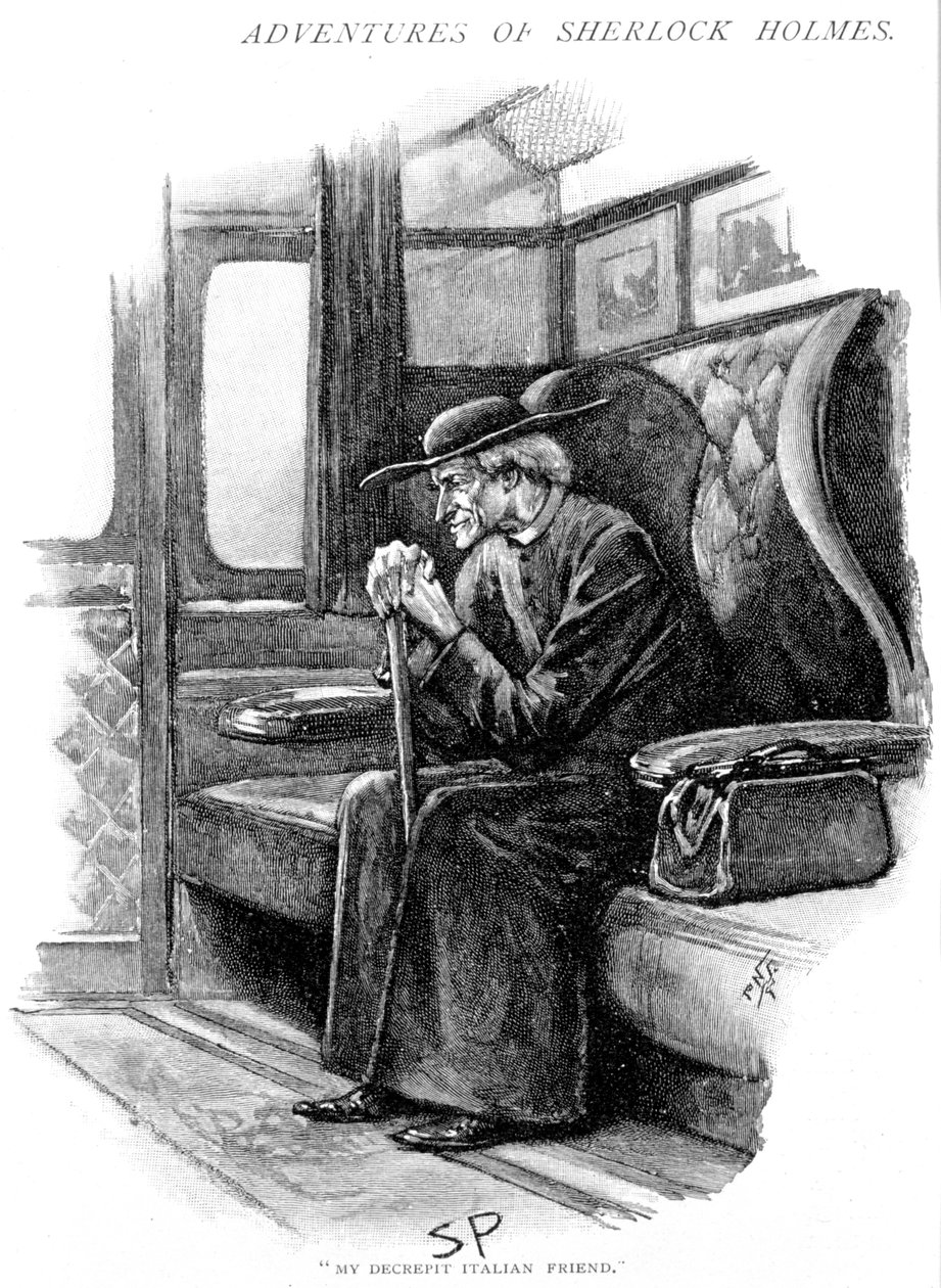 Scen från The Adventure of the Final Problem av Arthur Conan Doyle, 1893 av Sidney Paget