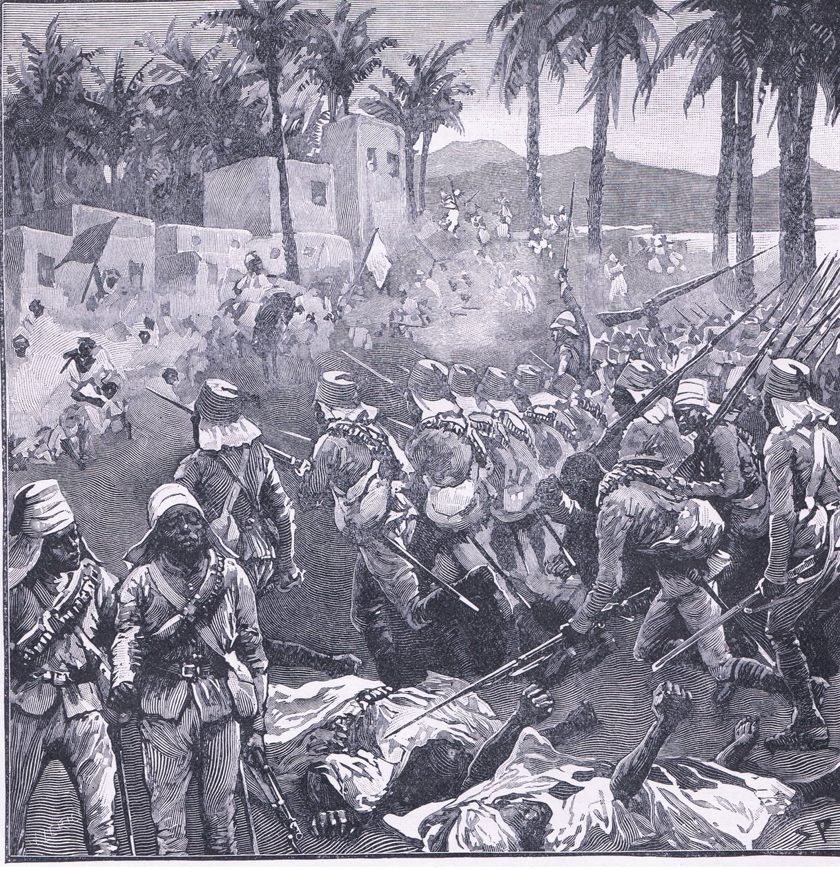 Storming Firket, illustration från Cassells History of England, 1900-talet av Sidney Paget