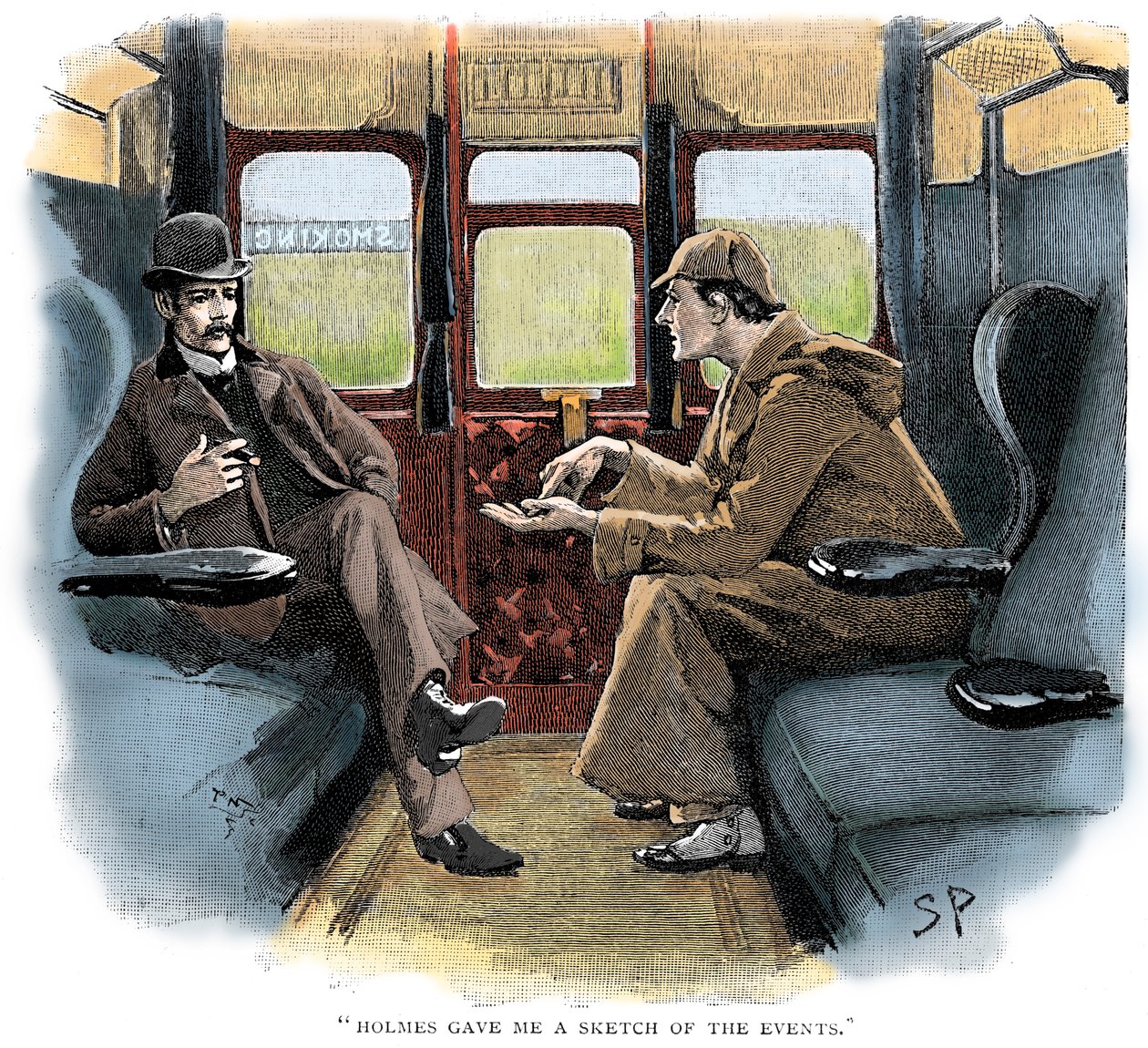 The Adventure of Silver Blaze, Holmes och Watson på tåget av Sidney Paget