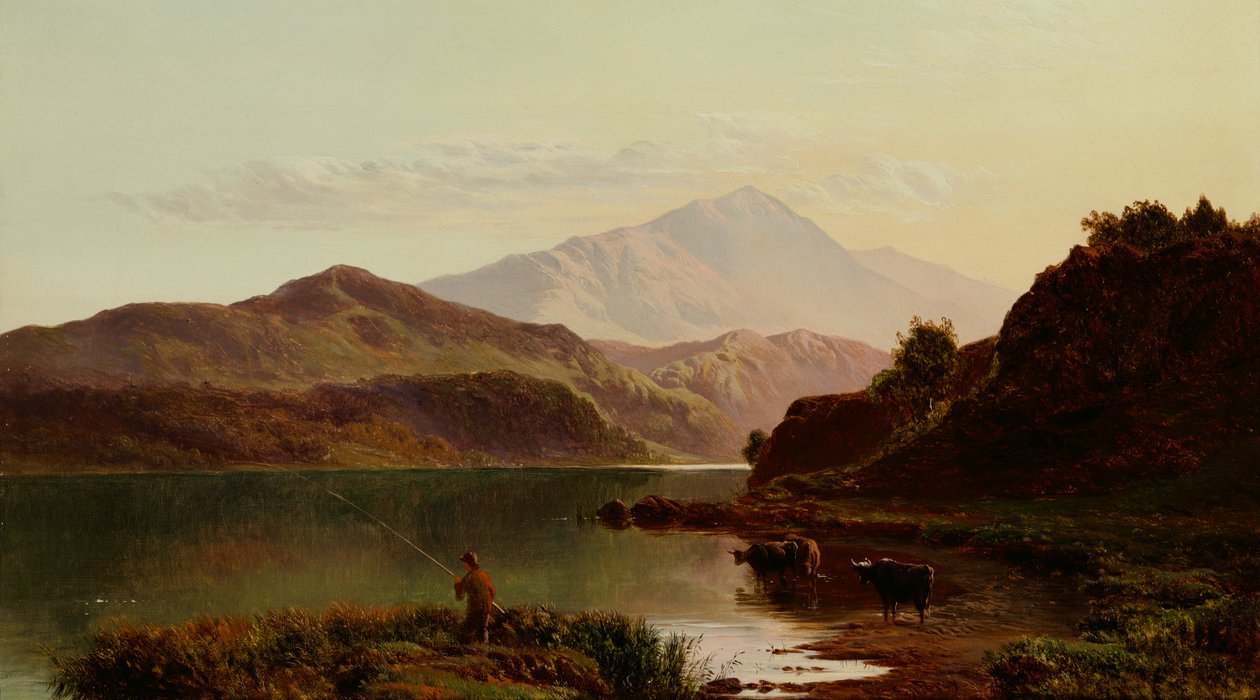 Fiske på sjön (olja) av Sidney Richard Percy