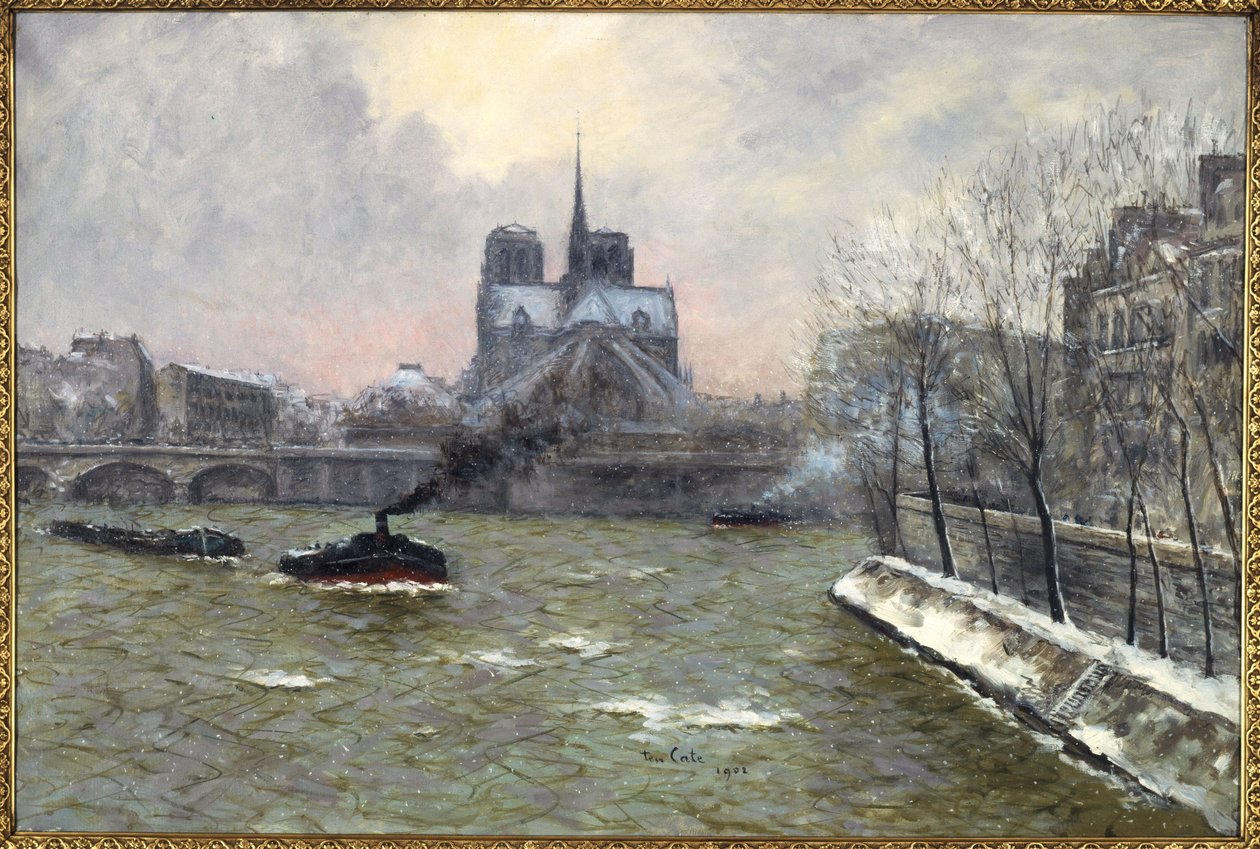 Chevet på Notre-Dame, sett från Pont de la Tournelle, snöeffekt av Siebe Johannes Ten Kate