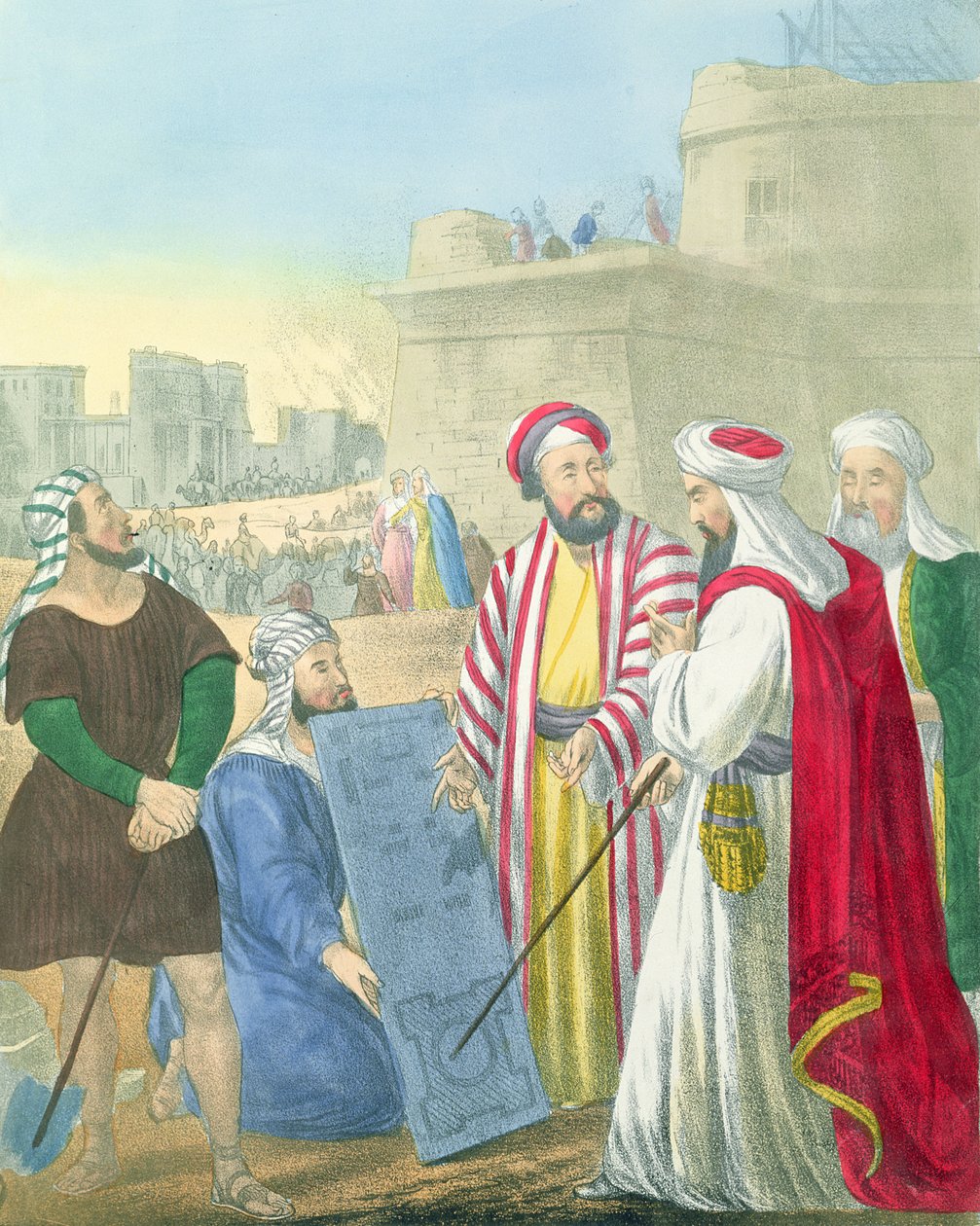 Building the City and the Tower of Babel, från en bibel tryckt av Edward Gover, 1870-talet av Siegfried Detler Bendixen
