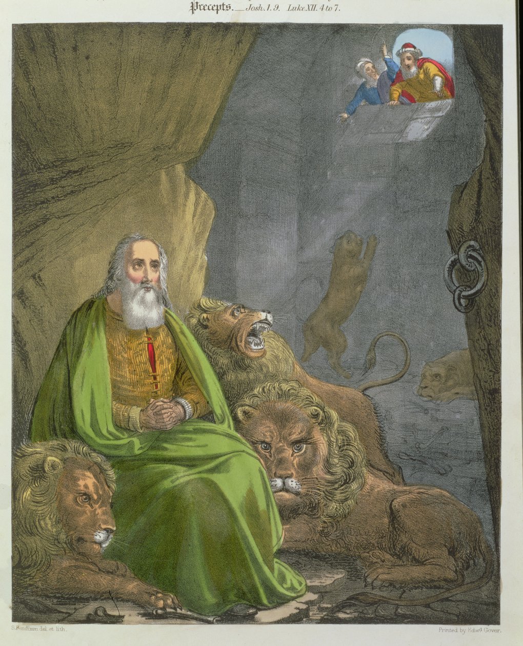 Daniel i lejonhålan, från en bibel tryckt av Edward Gover, 1870-talet av Siegfried Detler Bendixen