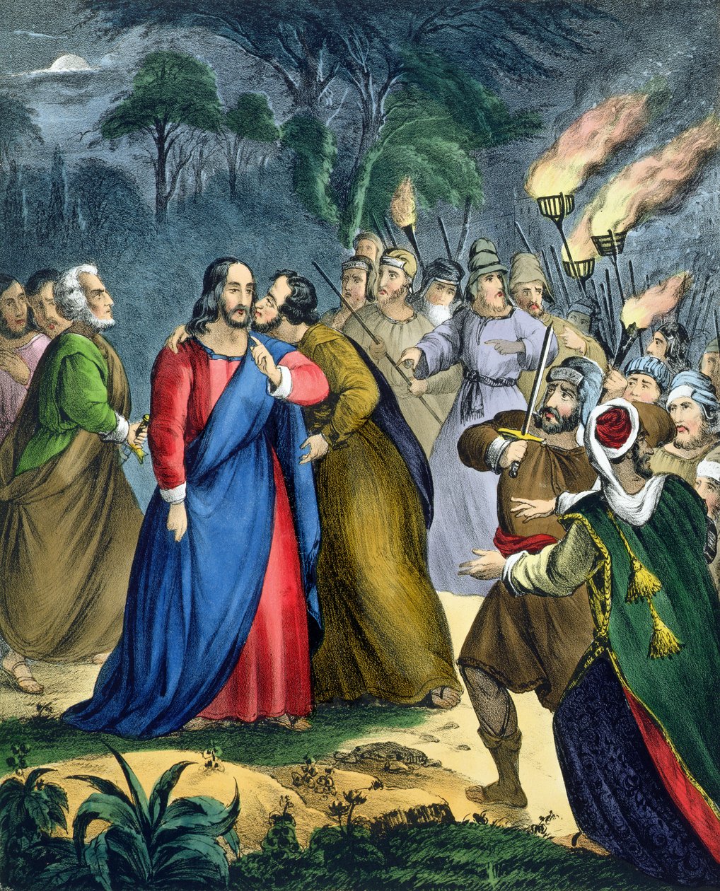 Judas förråder sin mästare, från en bibel tryckt av Edward Gover, 1870-talet av Siegfried Detler Bendixen